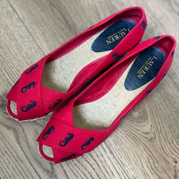 NEW Lauren Ralph Lauren Size 11Women’s Cecelia Seahorse Wedges - Picture 2 of 6